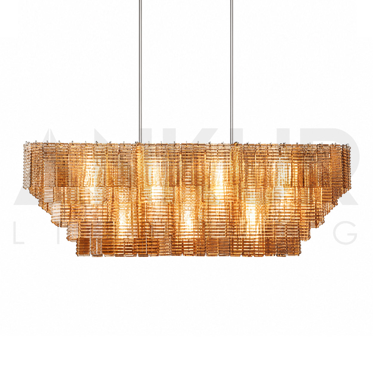 ANKUR WISTERIA STAINLESS STEEL HAIRLINE RECTANGULAR CHANDELIER
