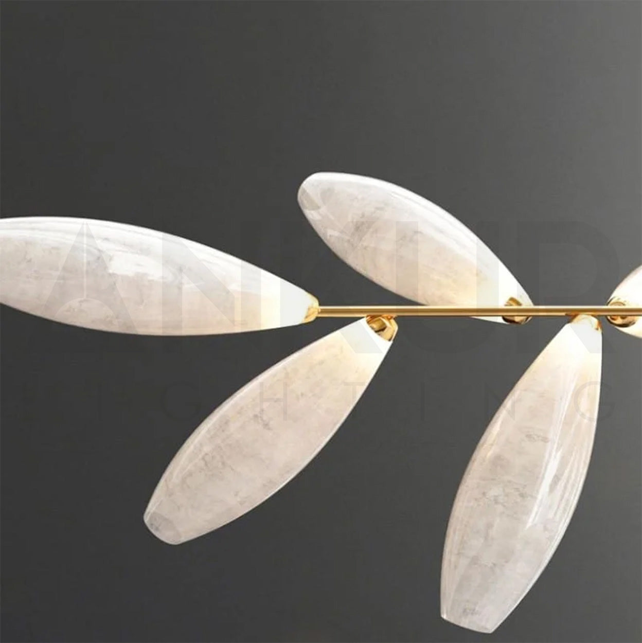 ANKUR AURELIUS MODERN LEAF DESIGN METAL AND GLASS BASED CHANDELIER
