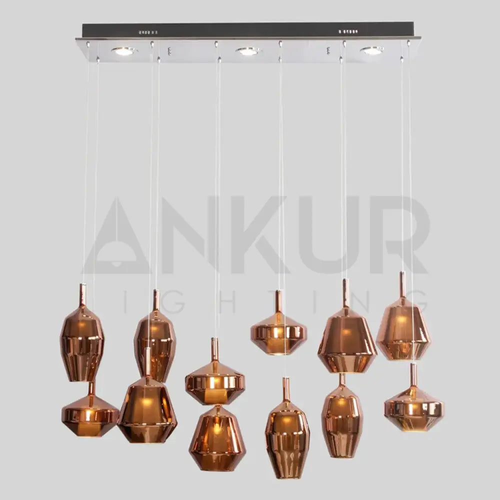 12 GLASS PENTA MoM GLASS RECTANGULAR CHANDELIER - Ankur Lighting