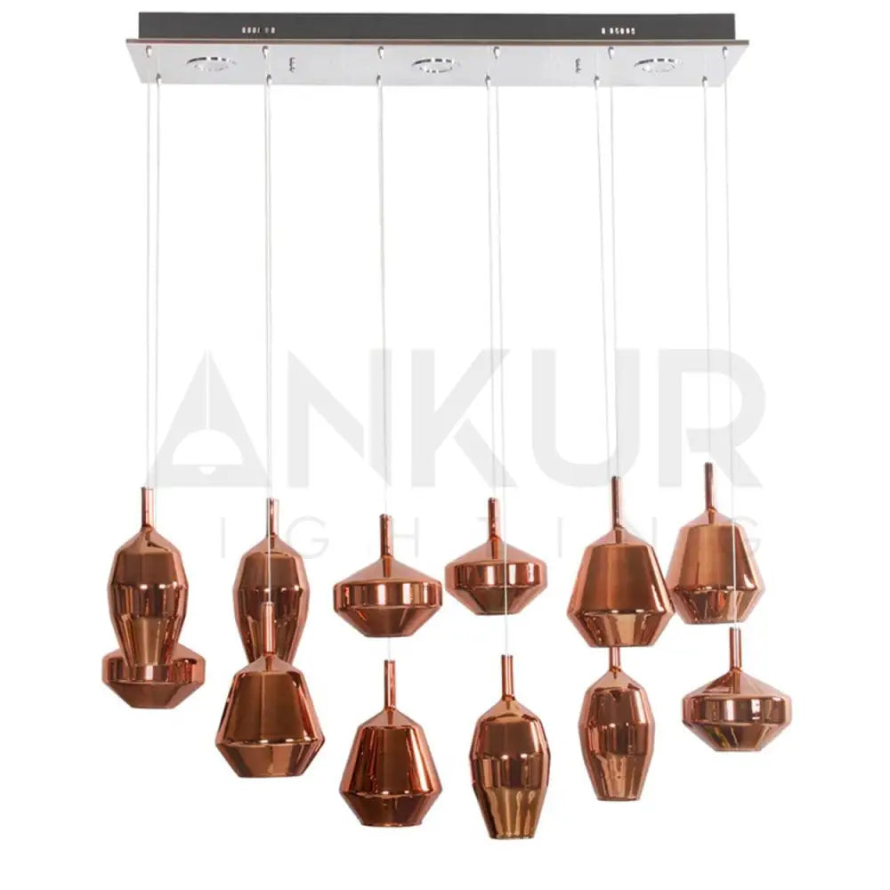 12 GLASS PENTA MoM GLASS RECTANGULAR CHANDELIER - Ankur Lighting