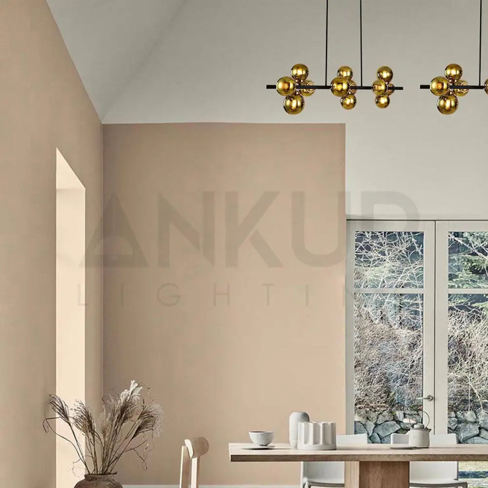 12 LIGHT LINEAR GLOBE CHANDELIER - Ankur Lighting