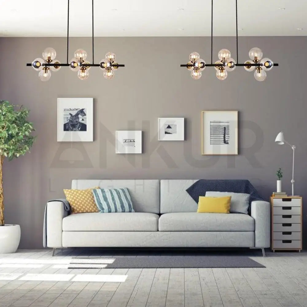 12 LIGHT LINEAR GLOBE CHANDELIER - Ankur Lighting