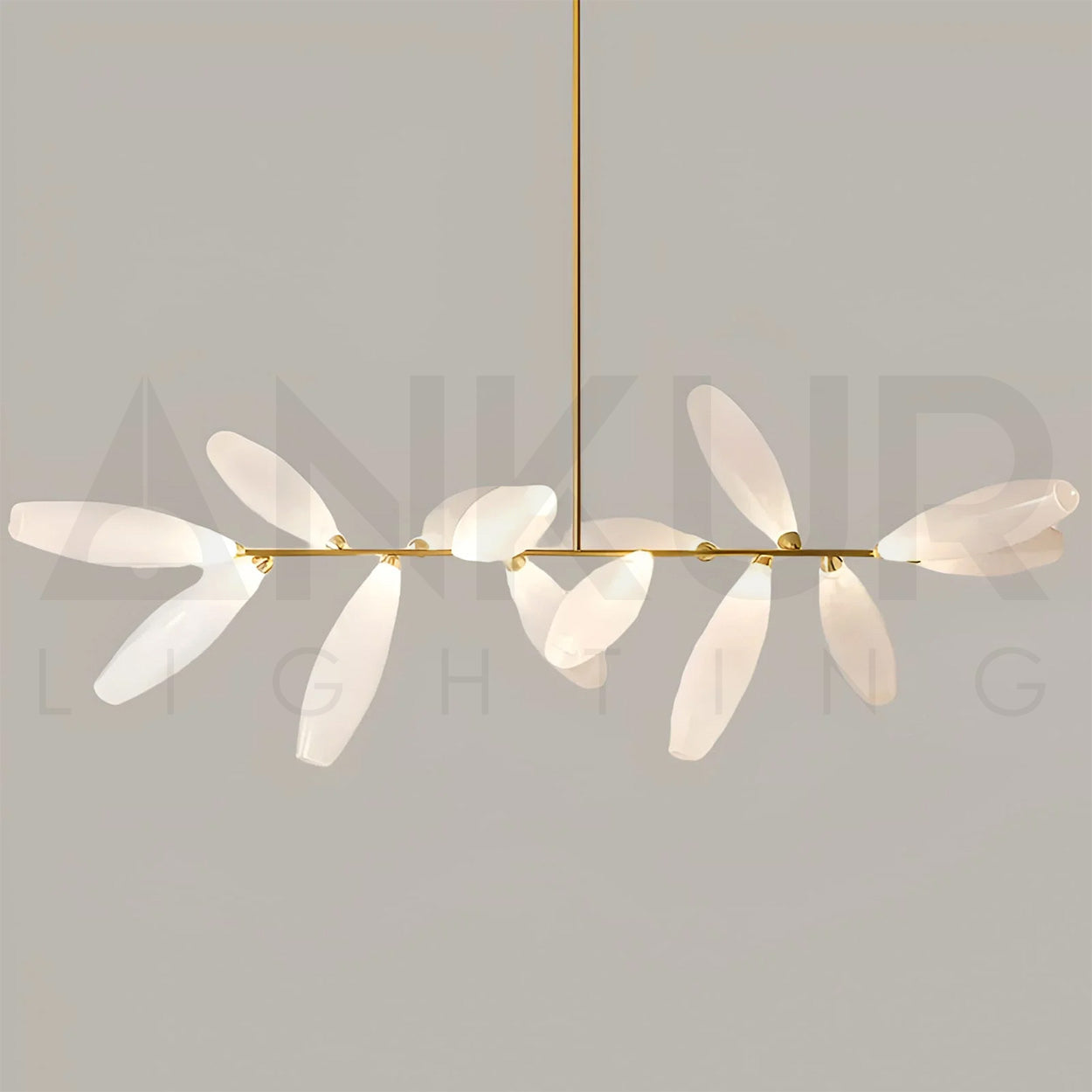 ANKUR AURELIUS MODERN LEAF DESIGN METAL AND GLASS BASED CHANDELIER