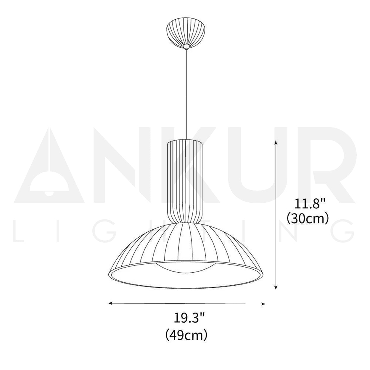 ANKUR WILLOW FLUTED WHITE CERAEMIC PORCELAIN DOME PENDANT LIGHT