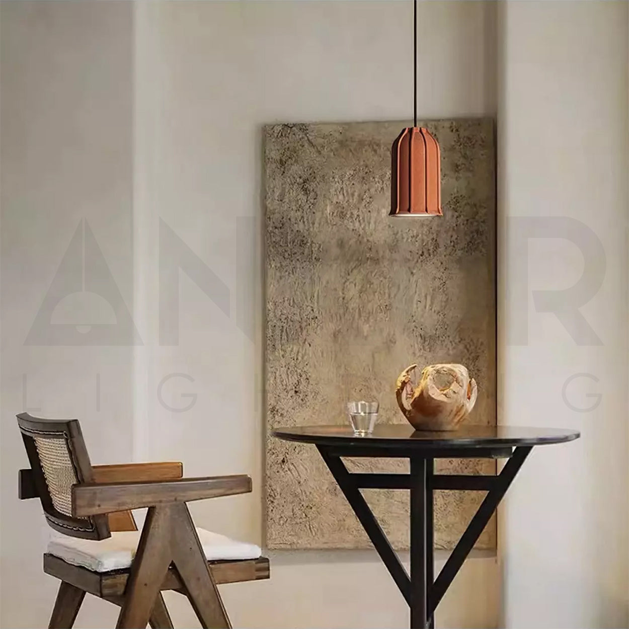 ANKUR HELIOS REDDISH BROWN MICROCEMENT LAMPSHADE CONCRETE PENDANT LIGHT