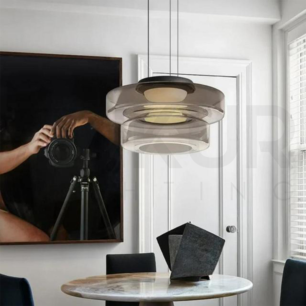 ANKUR BOBBLE TWO LAYER DESIGN SMOKE GREY GLASS PENDANT LIGHT FOR HOME LIGHTING