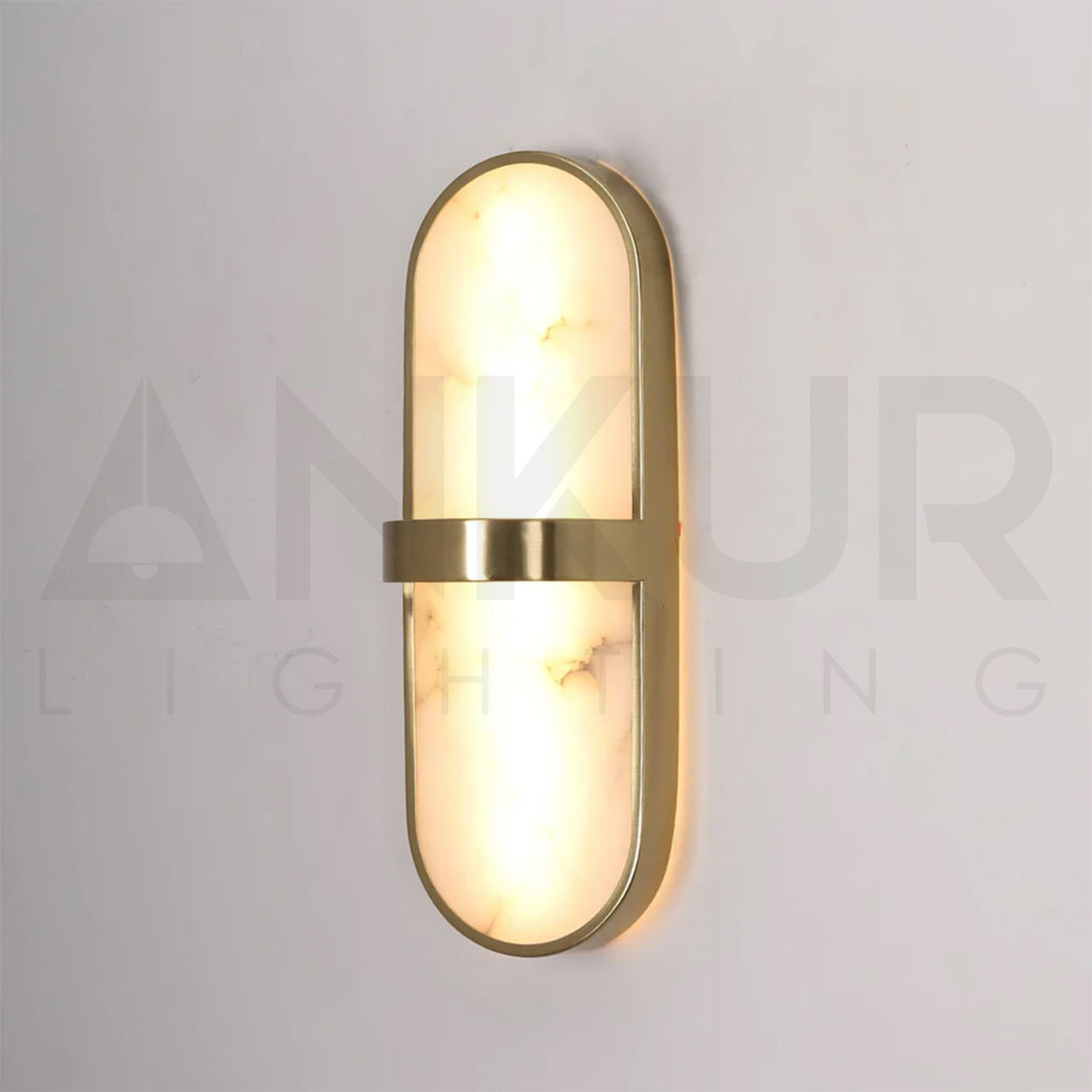 ANKUR ALABASTER PILL NORDIC MARBLE WALL SCONCE WITH METAL FINISH WALL LIGHT