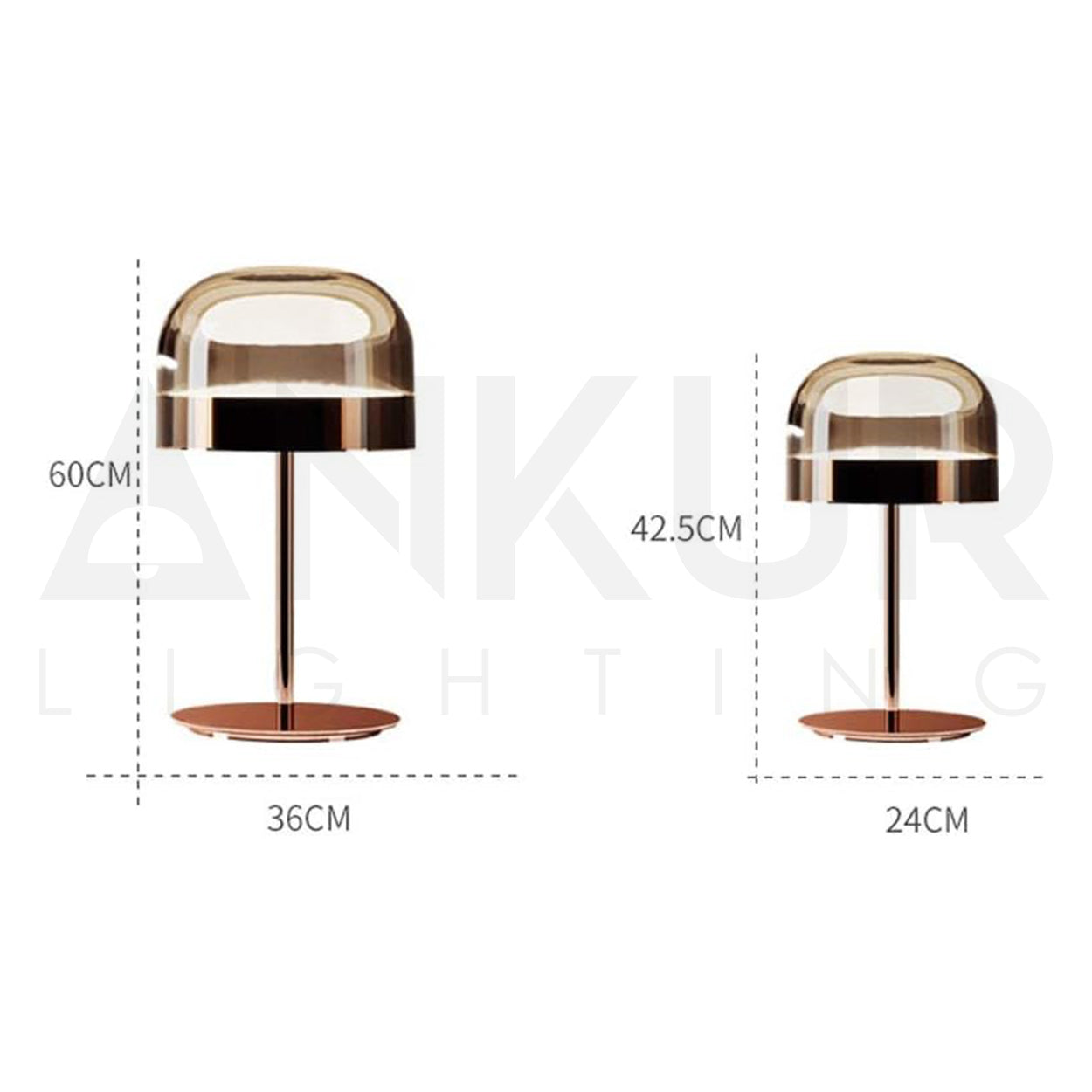 ANKUR CLASSY COPPER FINISH METAL AND GLASS BASED BEDSIDE TABLE LAMP