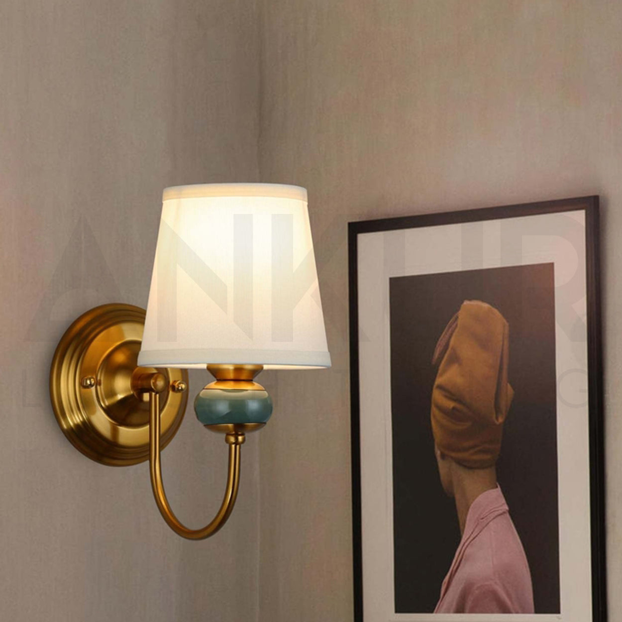 ANKUR LUMAFLARE BLOSSOM FABRIC SHADE WALL LIGHT