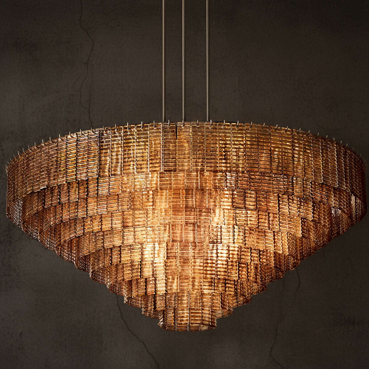 ANKUR WISTERIA STAINLESS STEEL HAIRLINE GOLDEN FINISH MODERN LUXURY ROUND CHANDELIER