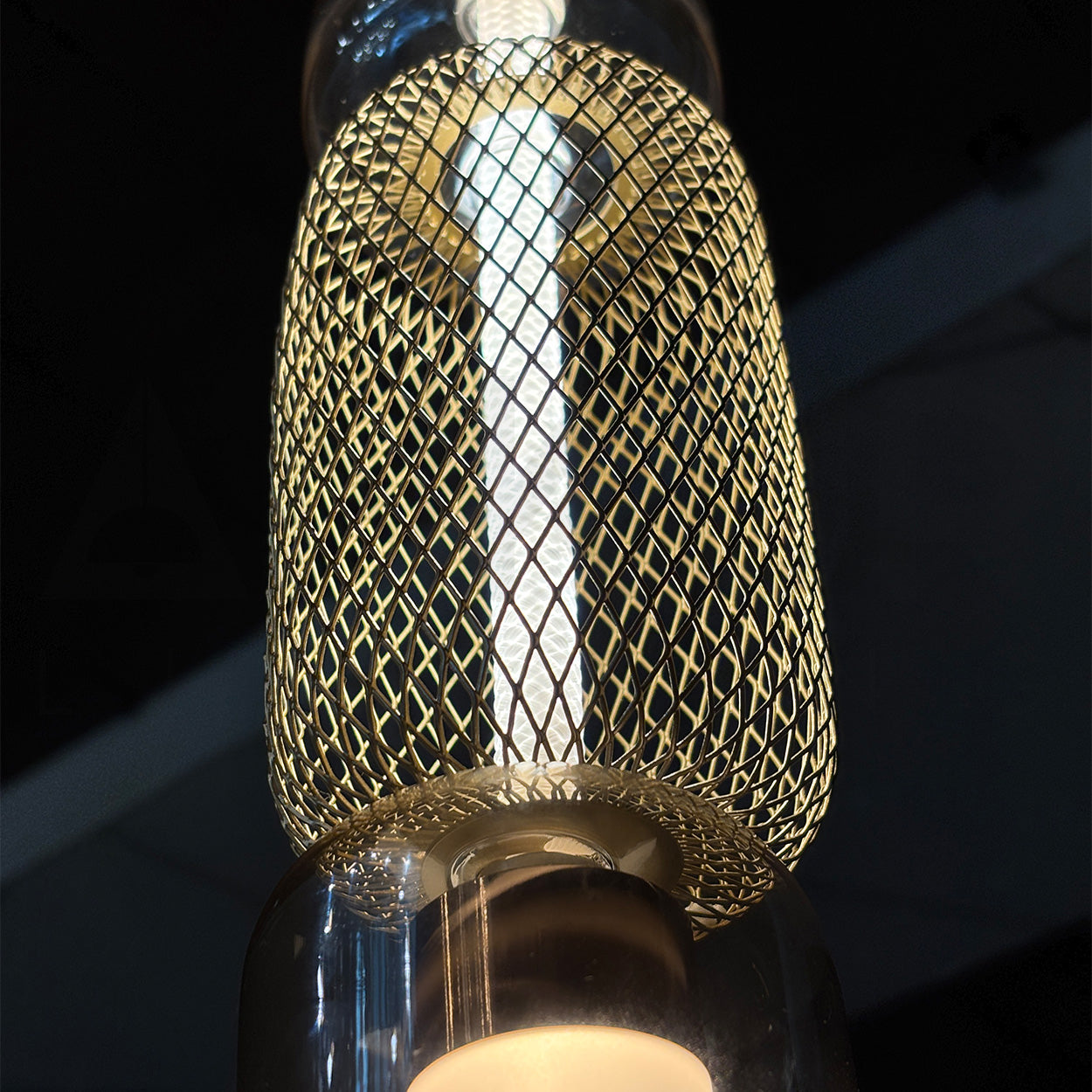 ANKUR RUNE METAL GLASS CAPSULE SHAPED PENDANT LIGHT FOR BEDROOM AND RESTURANTS