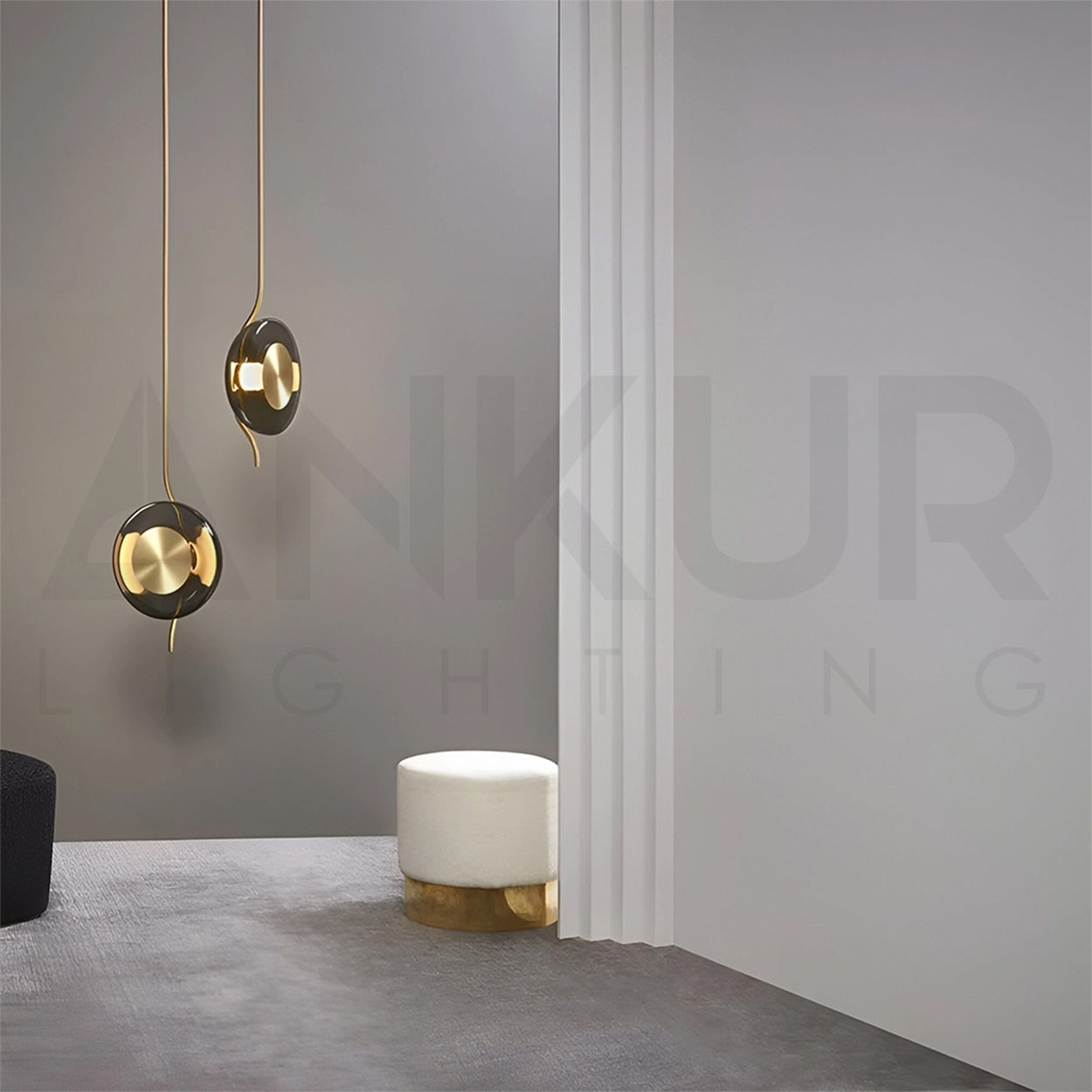 ANKUR LUCE ANTIQUE BRASS FINISH MODERN SMOKE GLASS HANGING LIGHT FOR HOME LIGHTING