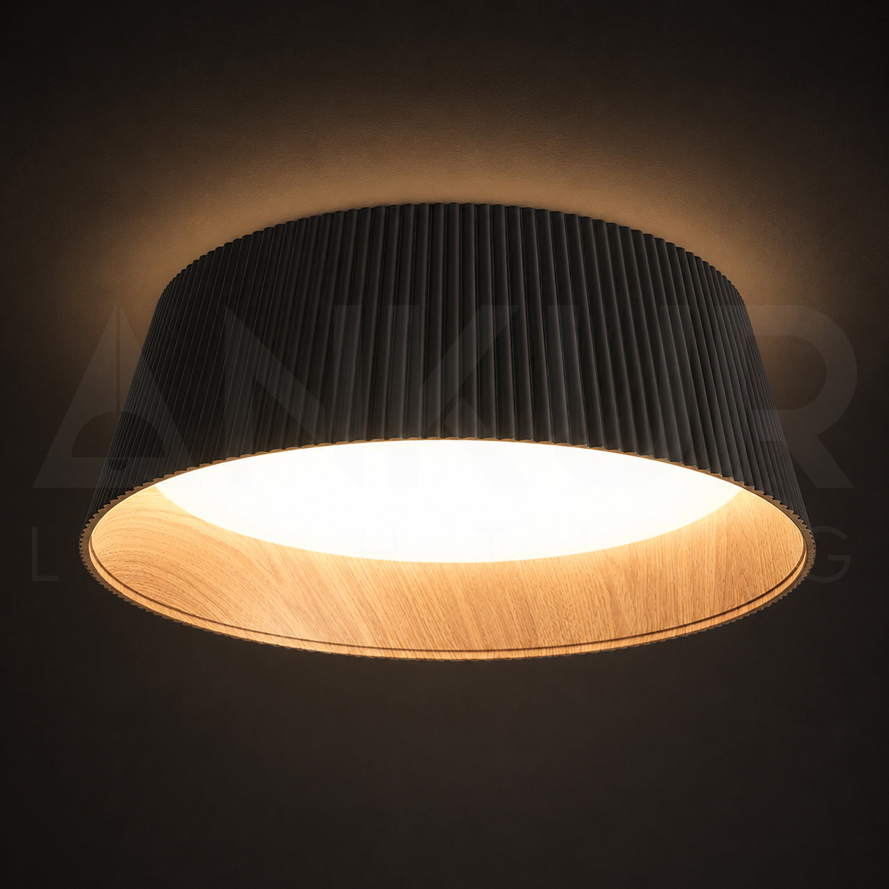 ANKUR CIRQUE 60W SURFACE CEILING LIGHT | 3CCT TUNABLE LED | BLACK WOODEN