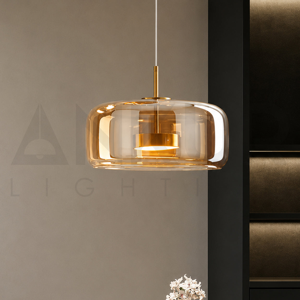 ANKUR ECLIPSE DOME MODERN GLASS WITH METAL LED PENDANT LIGHT
