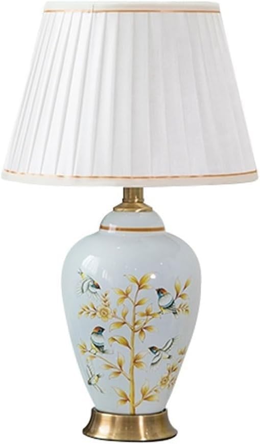 ANKUR KEYSTONE MODERN HAND PAINTED CERAMIC BEDSIDE TABLE LAMP