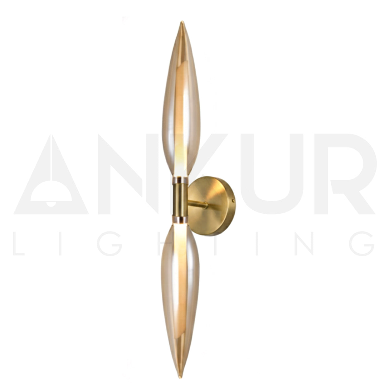 ANKUR CLEMATIS UP AND DOWN OPAL LINE ANTIQUE BRASS AND CONE GLASS UNIQUE DESIGN WALL LAMPS