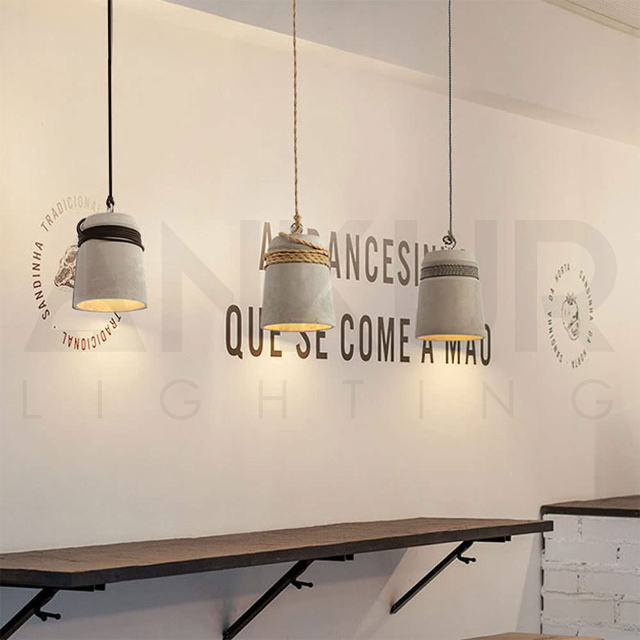 ANKUR SYLVAIN NORDIC RETRO LIGHTING CONCRETE BELL SHADE PENDANT CEILING LIGHT