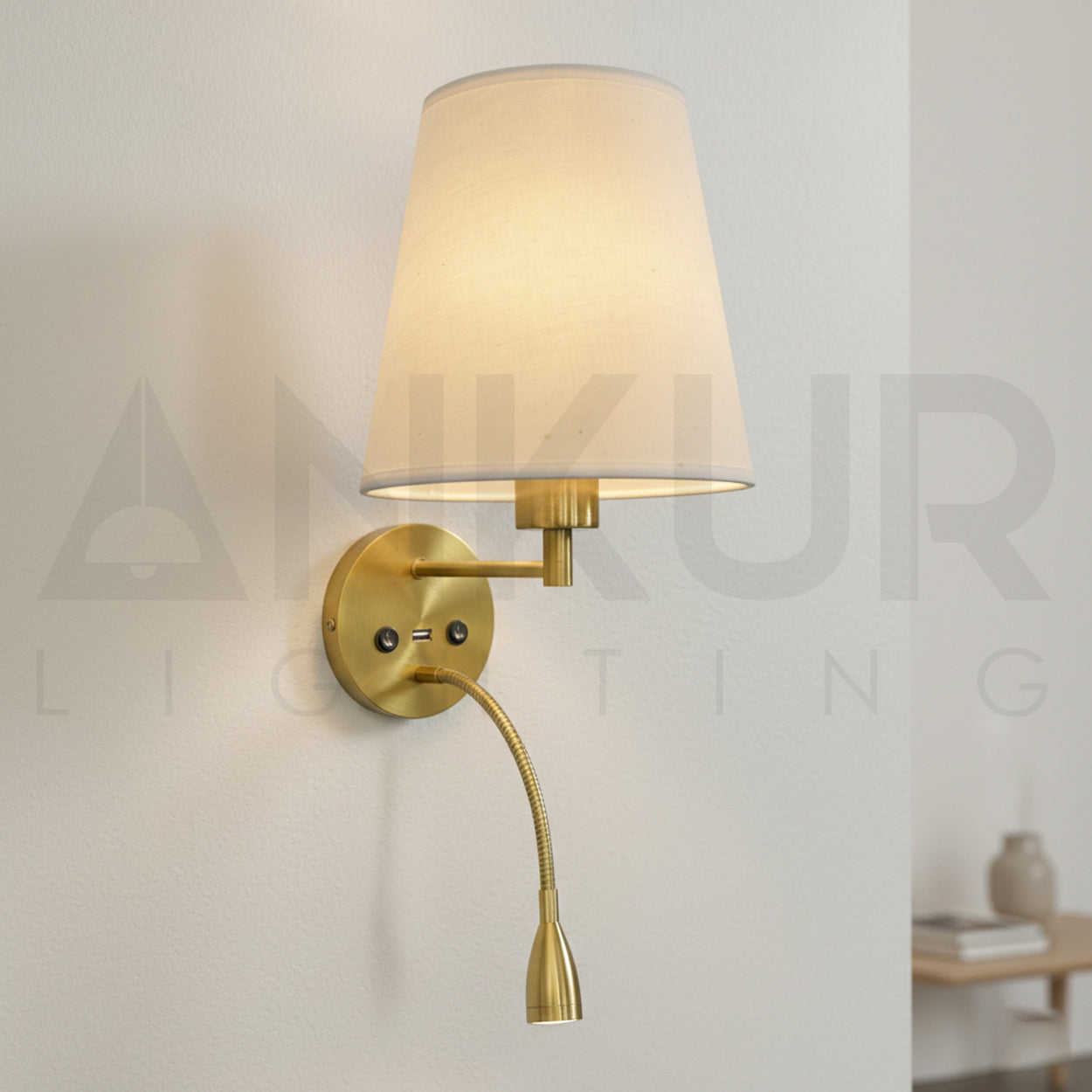 ANKUR FIANCO METAL AND FABRIC SHADE MODERN WALL LIGHT