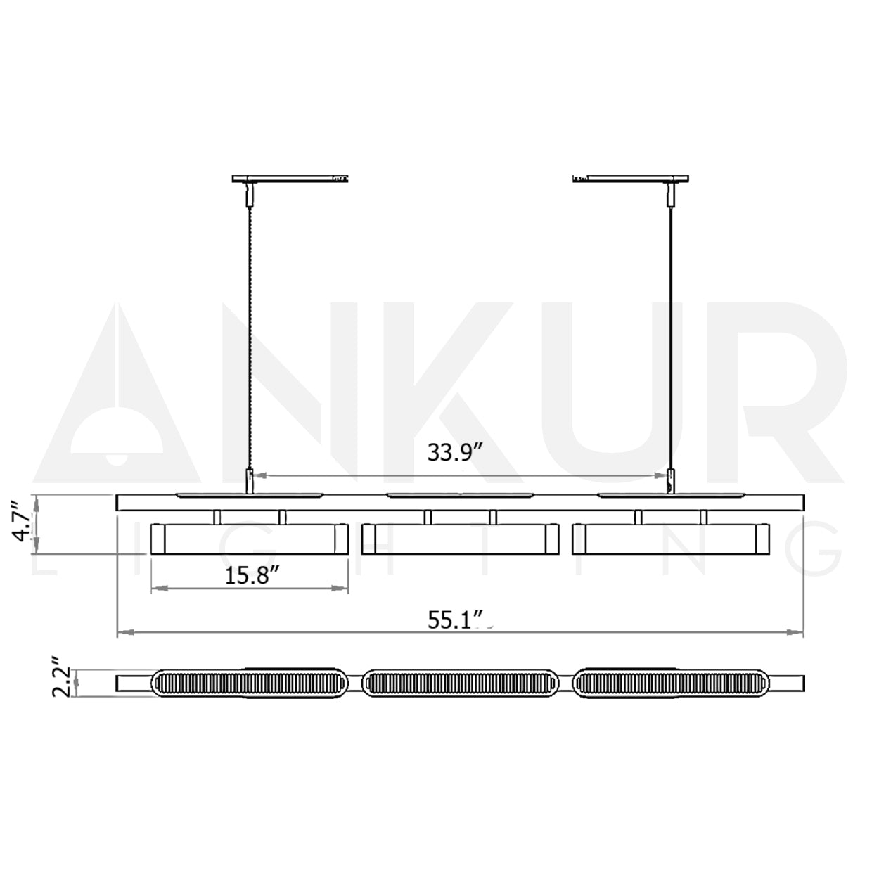 ANKUR COLT TRIPPLE LED PENDANT LIGHT FOR LIVING AND HOME LIGHTING