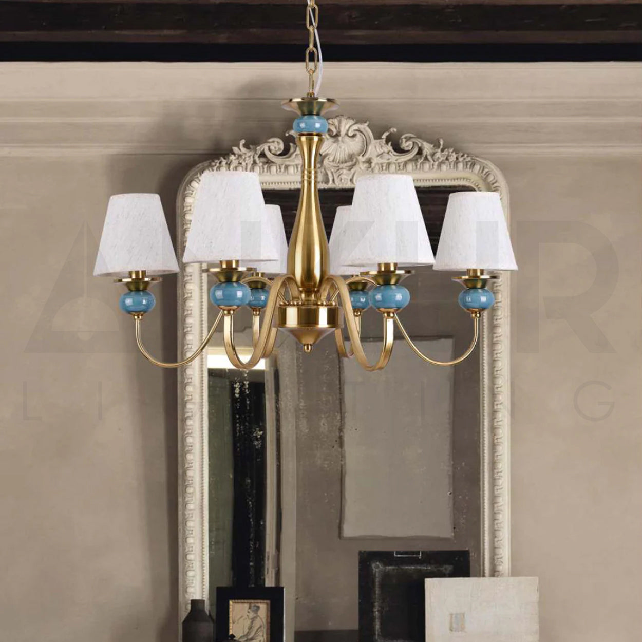 ANKUR LUMAFLARE BLOSSOM FABRIC SINGLE HEIGHT CASCADE CRYSTAL CHANDELIER FOR HOME LIGHTING