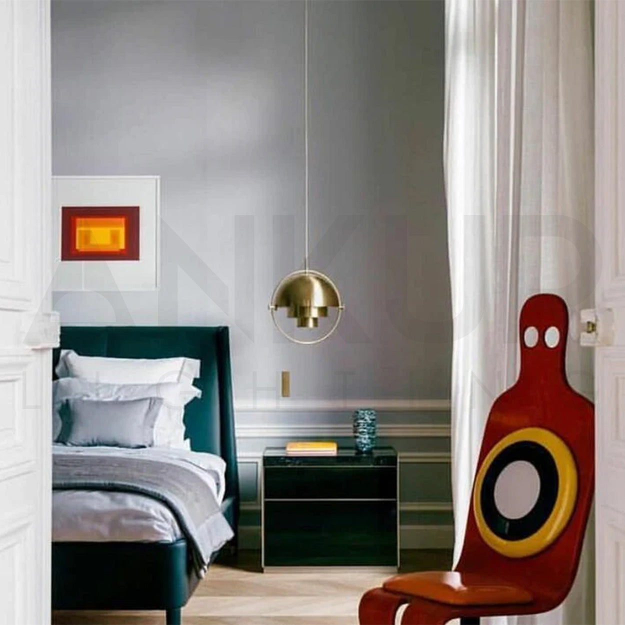 ANKUR FRESCO MODERN DESINGER HANGING LIGHT ANTIQUE BRASS FINISH SEMICIRCULAR PENDANT LIGHT