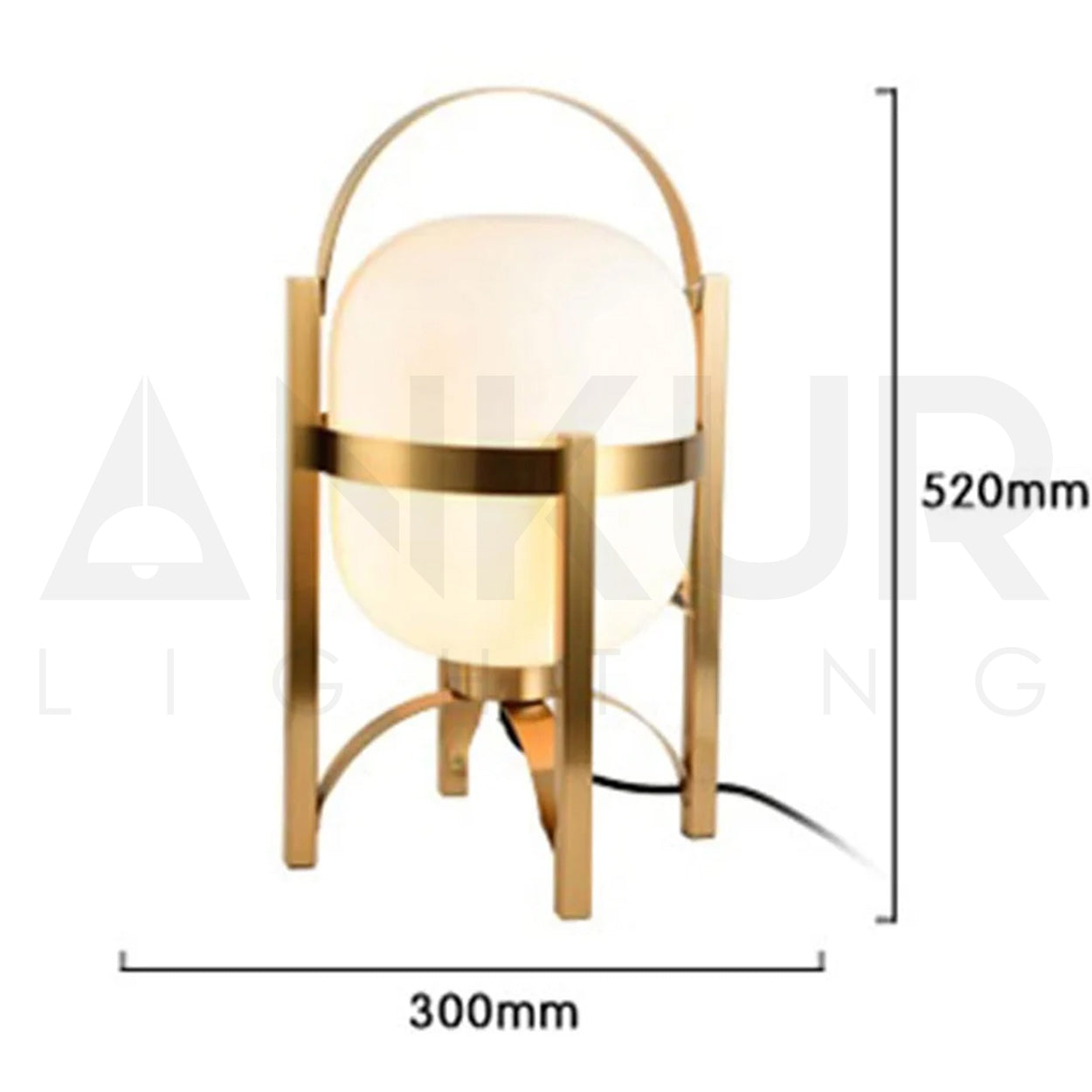 ANKUR PETAL GOLD FINISH WITH GLASS GLOBE METAL BASED DECORATIVE BEDSIDE TABLE LAMP