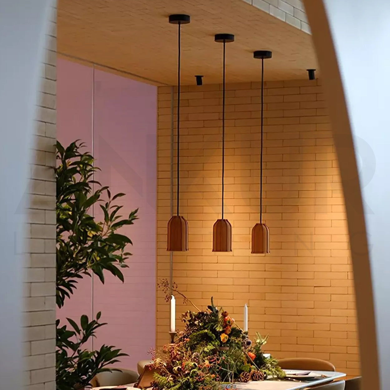 ANKUR HELIOS REDDISH BROWN MICROCEMENT LAMPSHADE CONCRETE PENDANT LIGHT