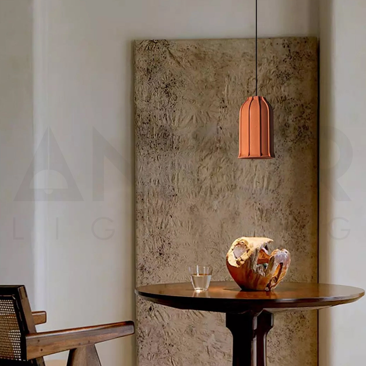 ANKUR HELIOS REDDISH BROWN MICROCEMENT LAMPSHADE CONCRETE PENDANT LIGHT