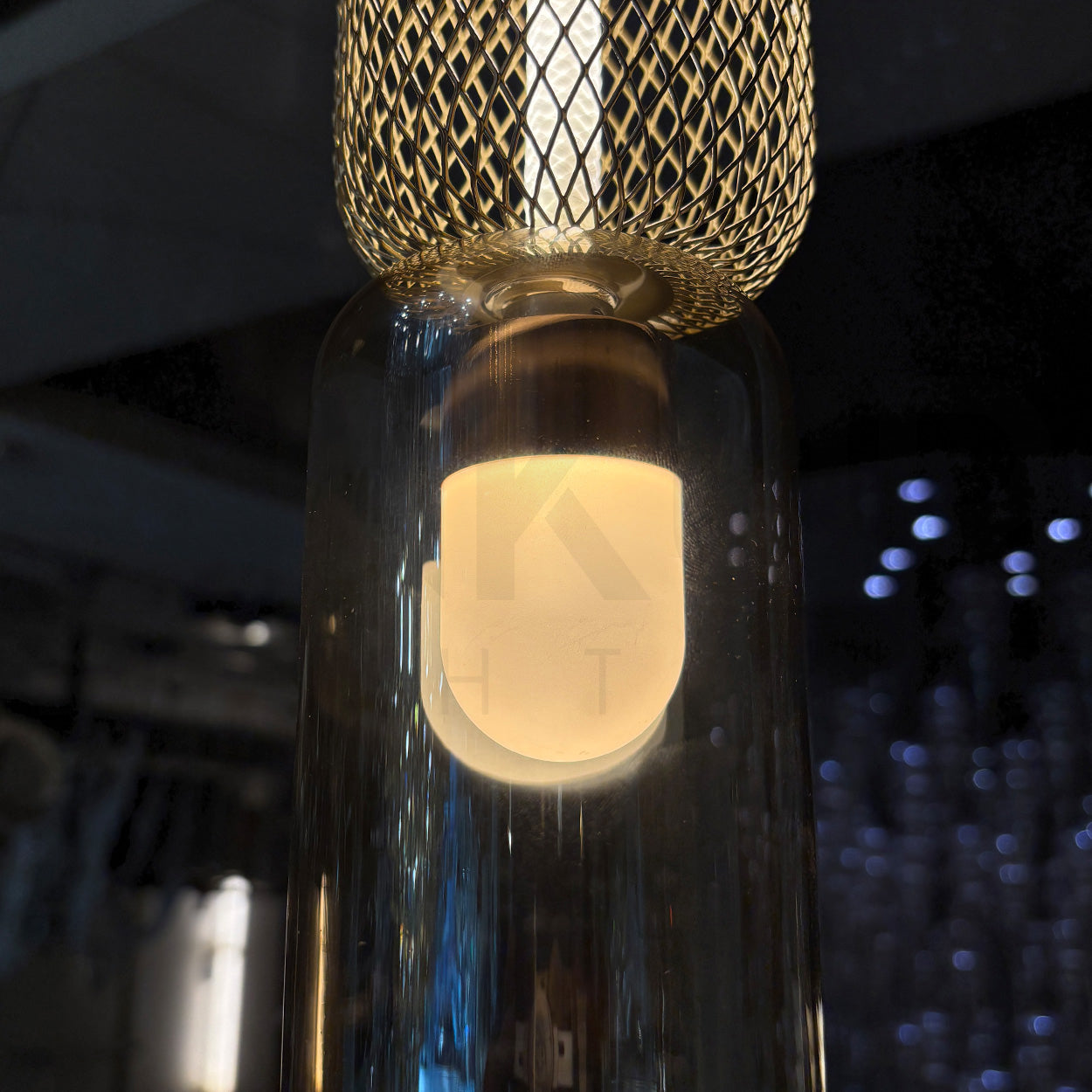 ANKUR RUNE METAL GLASS CAPSULE SHAPED PENDANT LIGHT FOR BEDROOM AND RESTURANTS