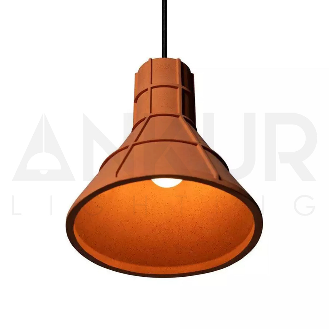 ANKUR HELIOS REDDISH BROWN MICROCEMENT LAMPSHADE CONCRETE PENDANT LIGHT