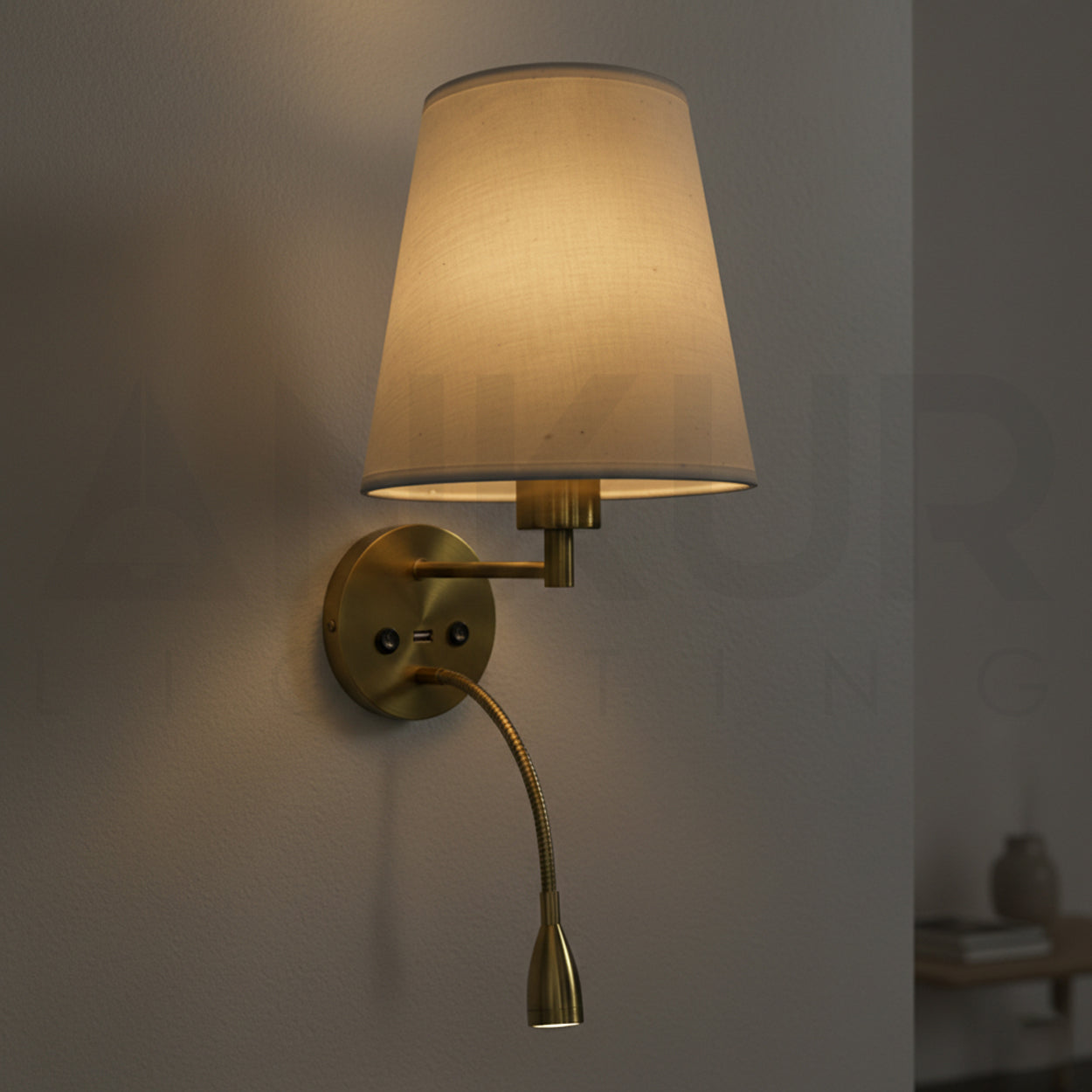 ANKUR FIANCO METAL AND FABRIC SHADE MODERN WALL LIGHT