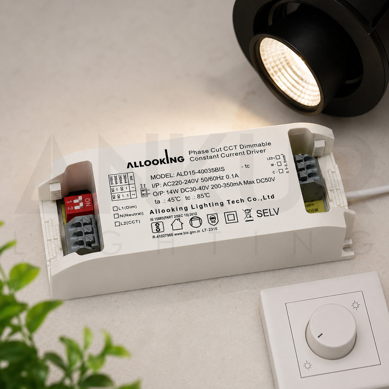 ALLOOKING 14W PHASE CUT DIMMABLE LED DRIVER | CONSTANT CURRENT 200-350MA | INDOOR DRY-RATED POWER SUPPLY (IP20)