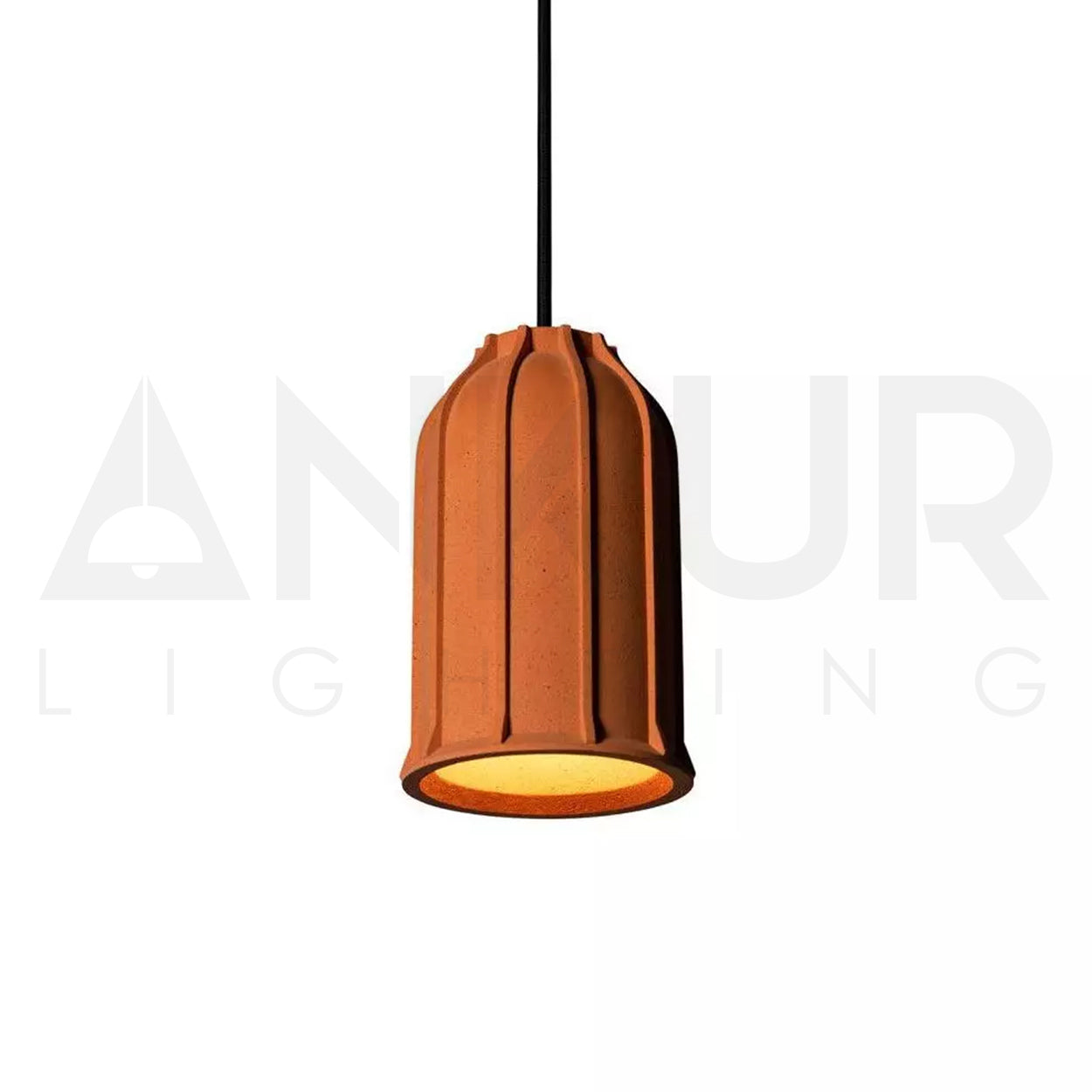 ANKUR HELIOS REDDISH BROWN MICROCEMENT LAMPSHADE CONCRETE PENDANT LIGHT