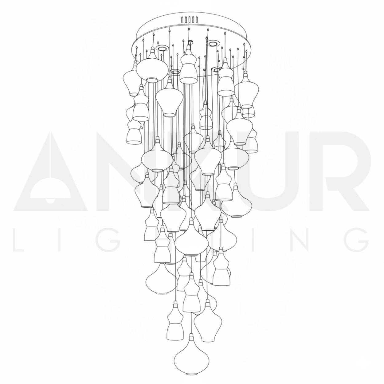 ANKUR LUNARIA MODERN LED COPPER GLASS LUXURY CHANDELIER