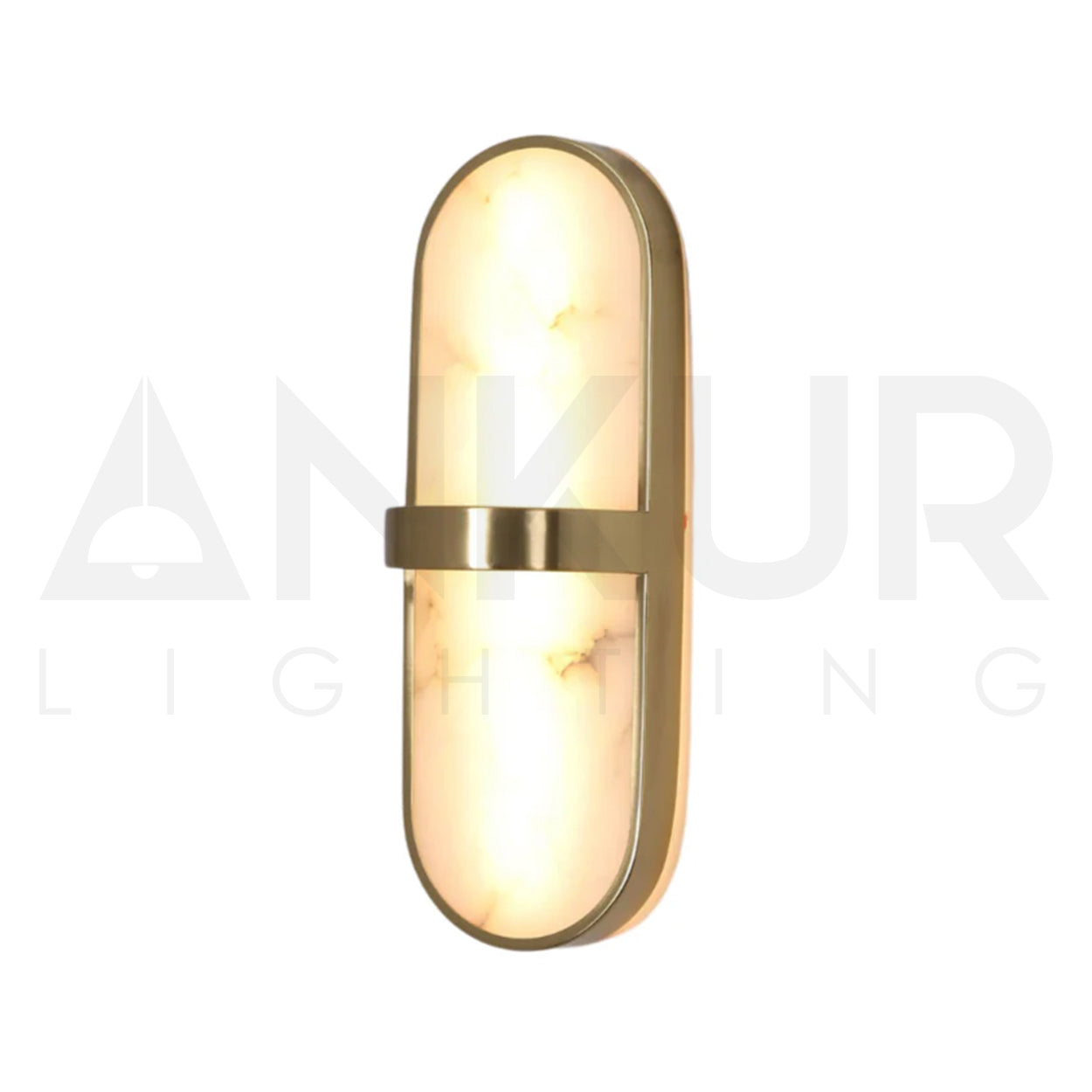 ANKUR ALABASTER PILL NORDIC MARBLE WALL SCONCE WITH METAL FINISH WALL LIGHT