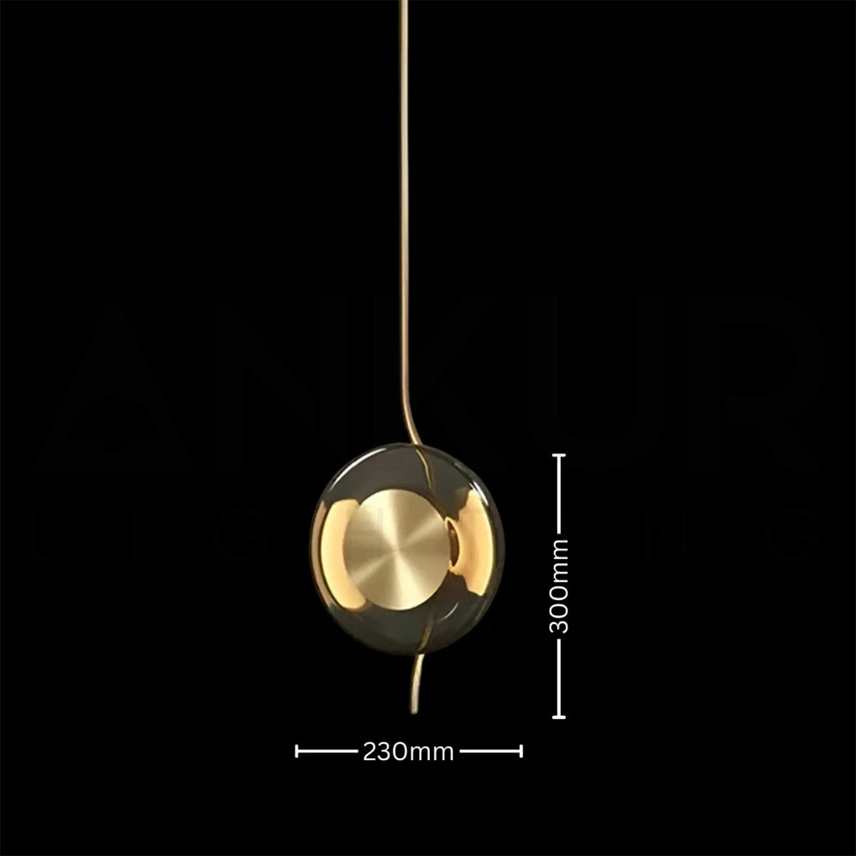 ANKUR LUCE ANTIQUE BRASS FINISH MODERN SMOKE GLASS HANGING LIGHT FOR HOME LIGHTING