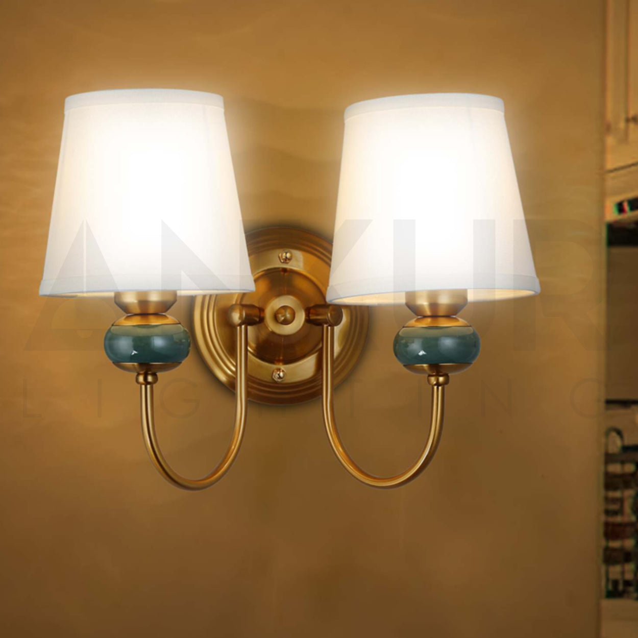 ANKUR LUMAFLARE BLOSSOM FABRIC SHADE WALL LIGHT