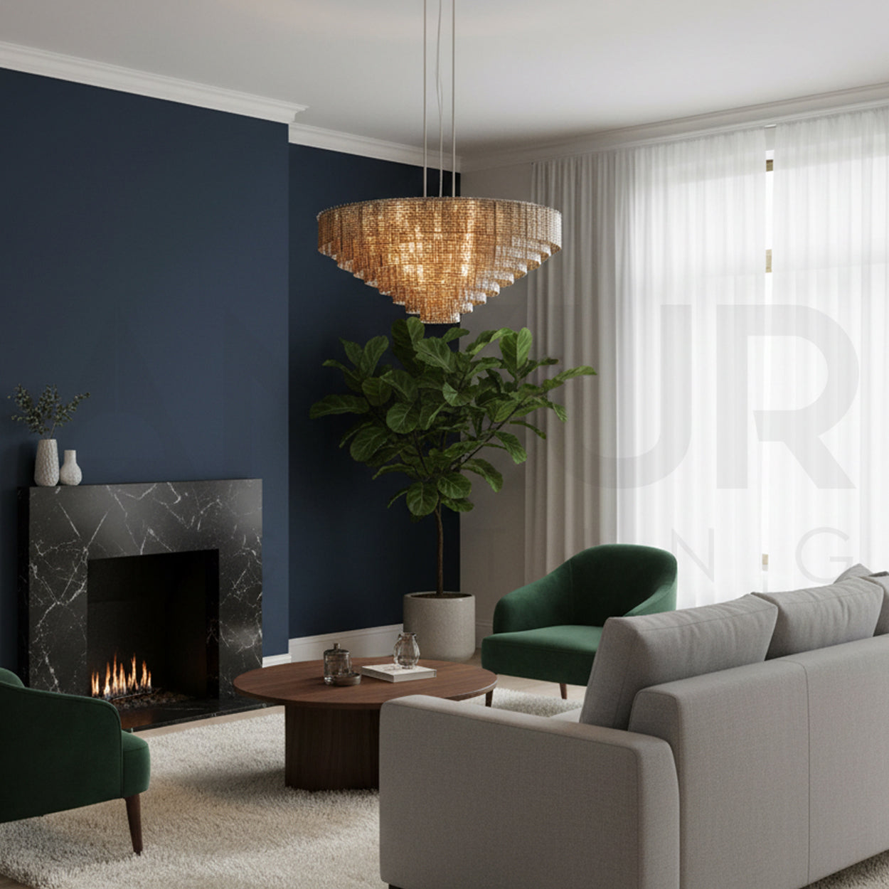 ANKUR WISTERIA STAINLESS STEEL HAIRLINE MODERN LUXURY ROUND CHANDELIER