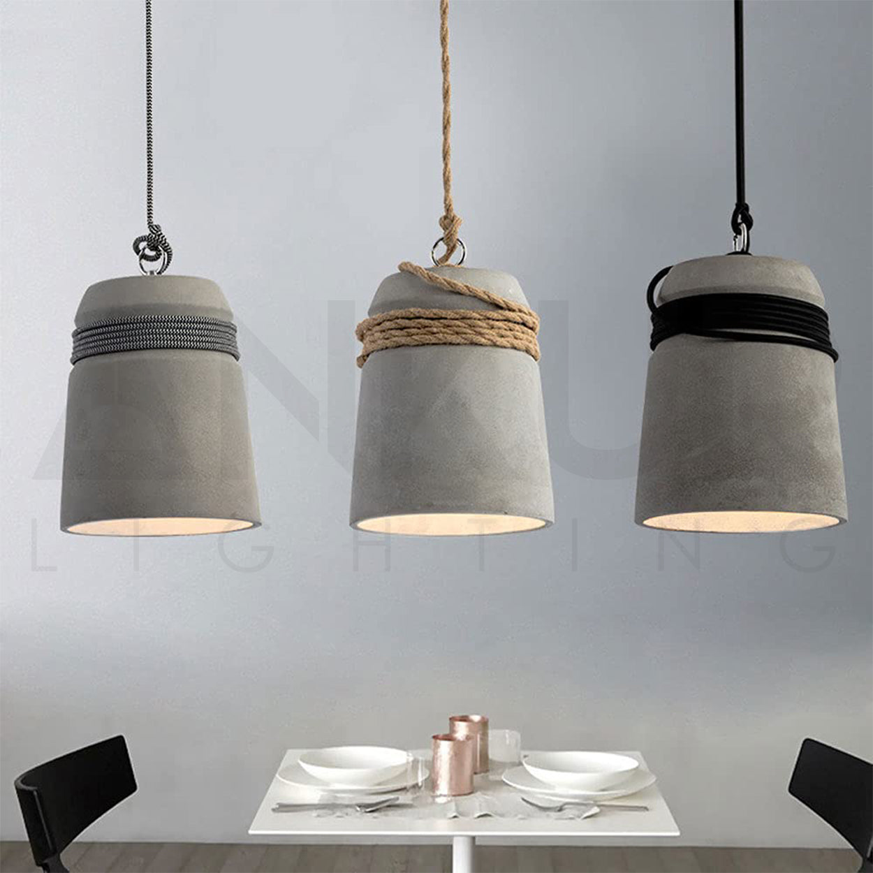 ANKUR SYLVAIN NORDIC RETRO LIGHTING CONCRETE BELL SHADE PENDANT CEILING LIGHT