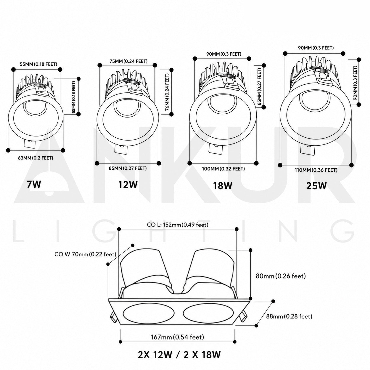 ANKUR SCOPE CONTEMPORARY SINGLE AND TWIN ADJUSTABLE LED RECESSED FRONT OPENABLE LIGHTS