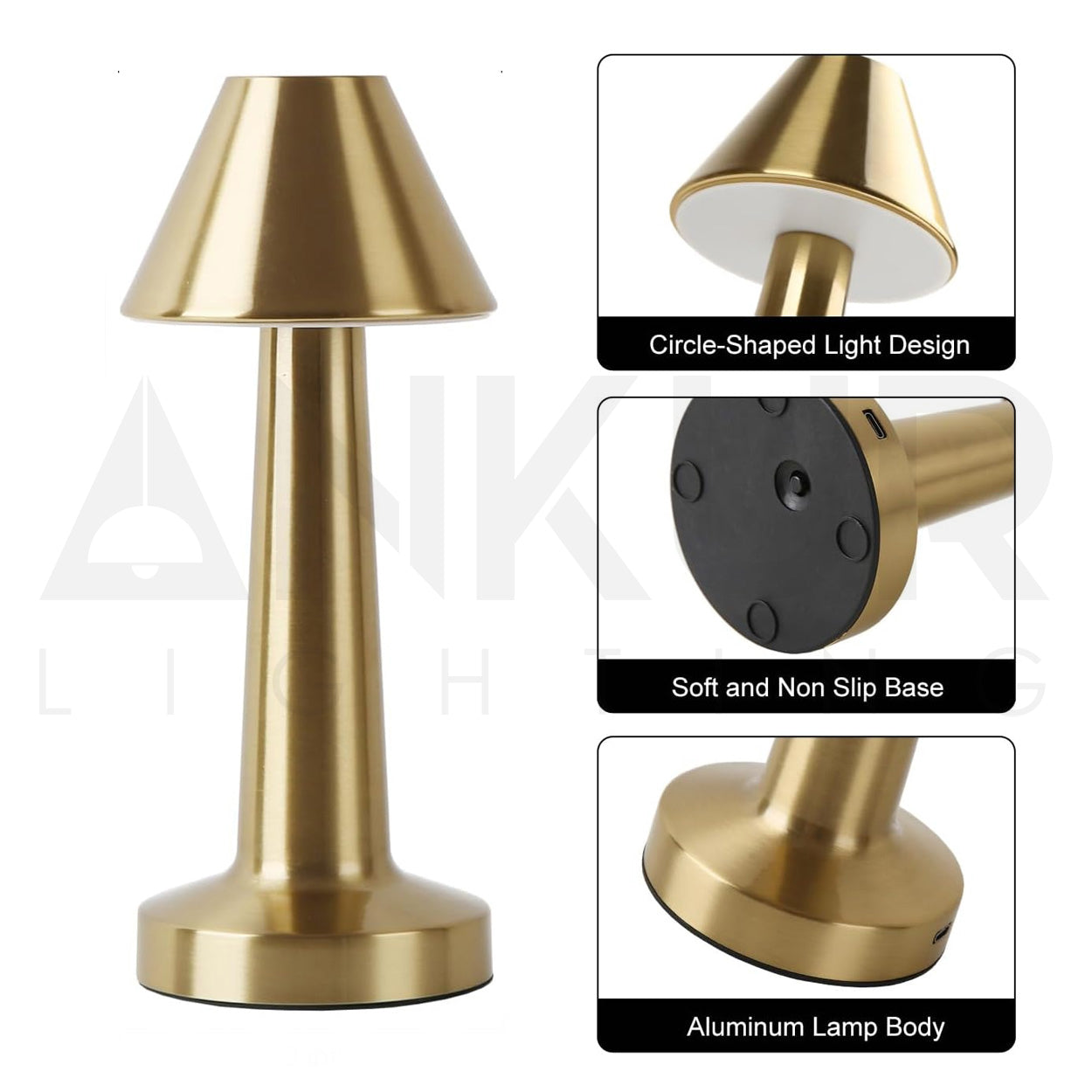 ANKUR METALHAT RECHARGABLE TOUCH CONTROL WIRELESS BAR TABLE LAMP