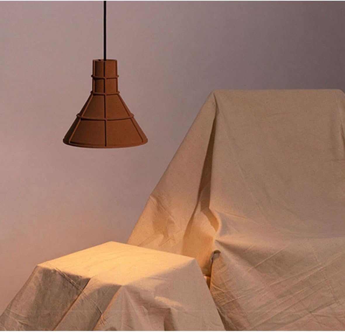 ANKUR HELIOS REDDISH BROWN MICROCEMENT LAMPSHADE CONCRETE PENDANT LIGHT