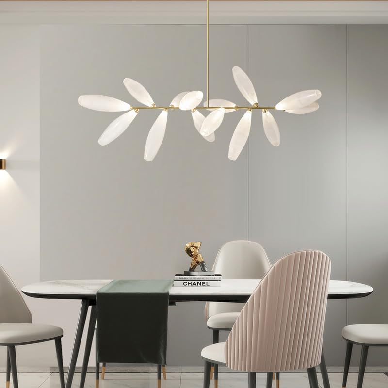 ANKUR AURELIUS MODERN LEAF DESIGN METAL AND GLASS BASED CHANDELIER