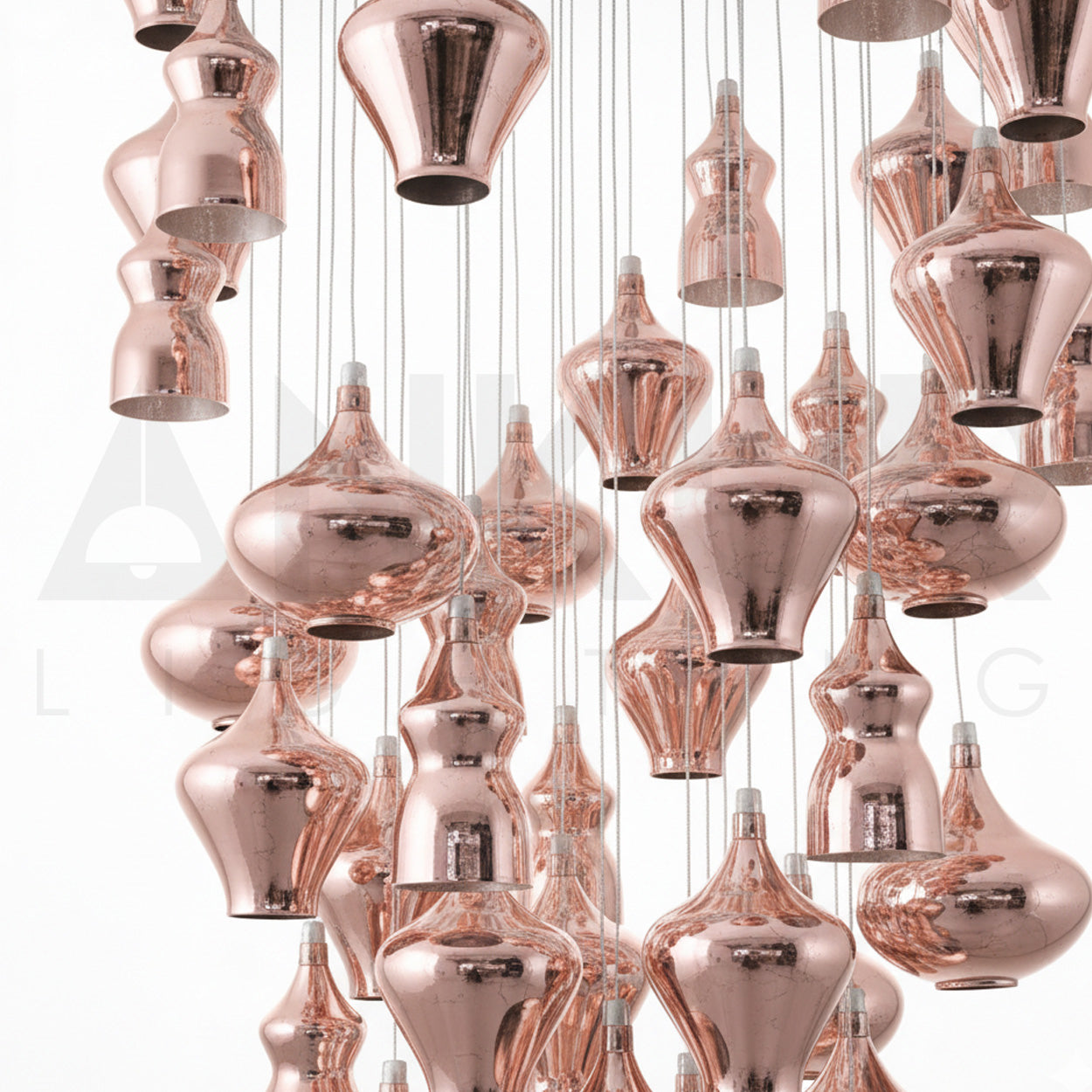 ANKUR LUNARIA MODERN LED COPPER GLASS LUXURY CHANDELIER