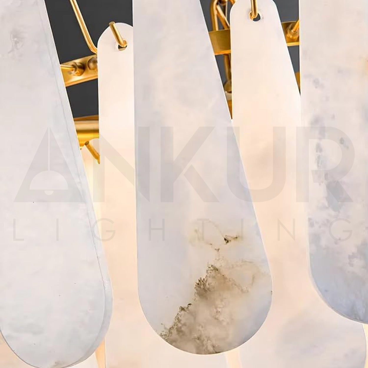 ANKUR VITTORIO MODERN MINIMILIST DESIN METAL AND ALABASTER BASED DESIGNER CHANDELIER