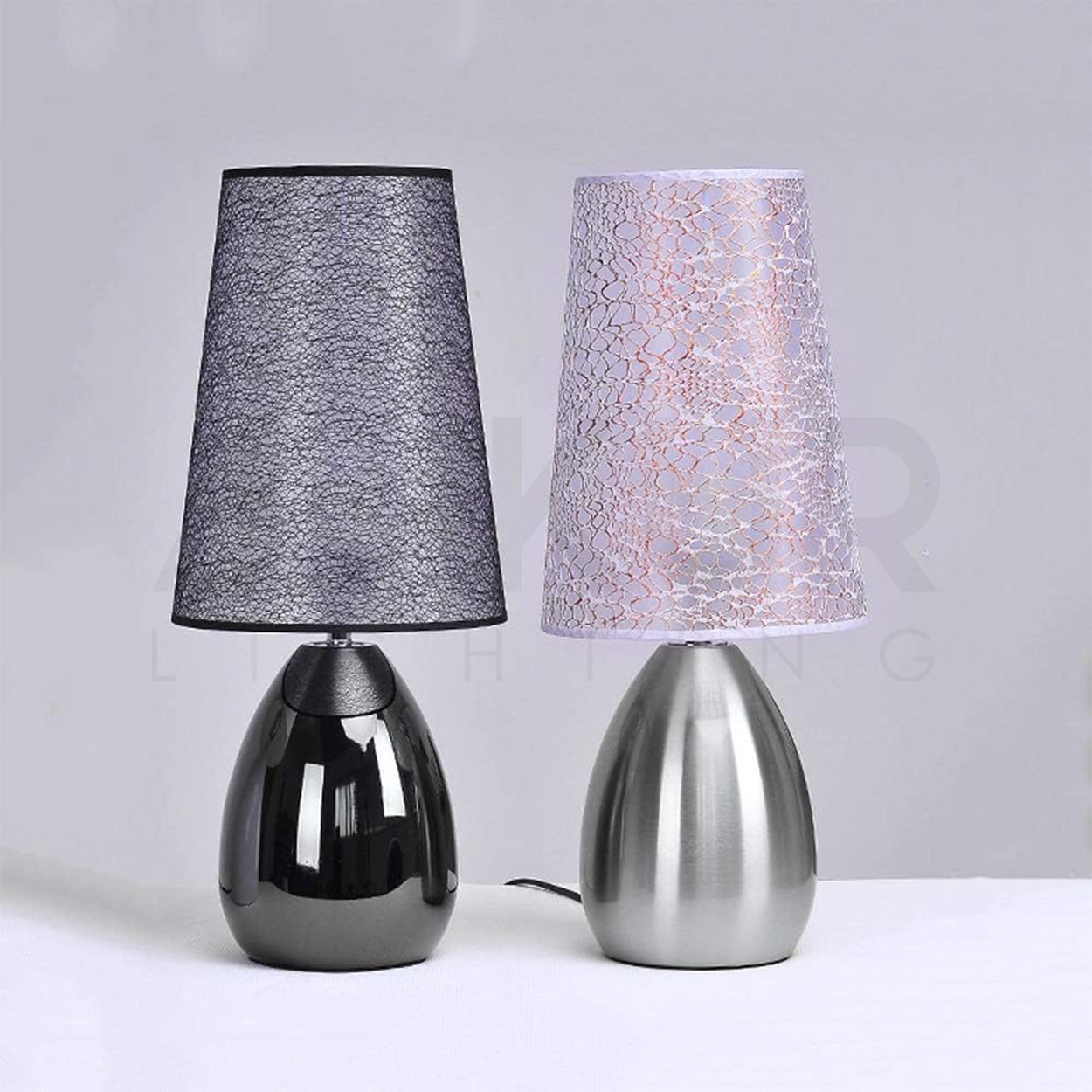 ANKUR NOIR GLOSSY FINISH METAL BEDSIDE TABLE LAMP