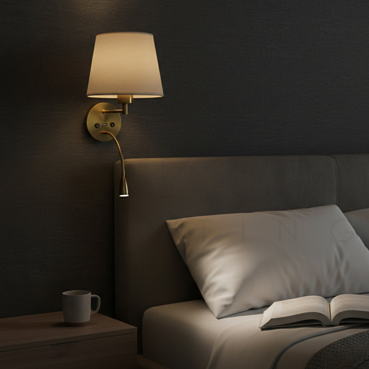 ANKUR FIANCO METAL AND FABRIC SHADE MODERN WALL LIGHT