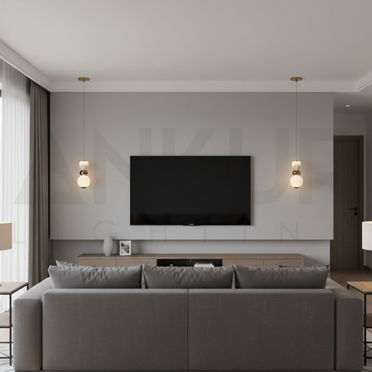 ANKUR RESPITE ONYX MARBLE ANTIQUE BRASS HANGING LIGHT FOR DINING AND KITCHEN PENDANT LIGHT