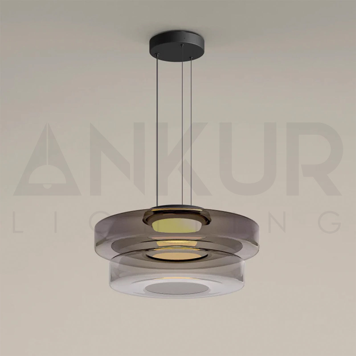 ANKUR BOBBLE TWO LAYER DESIGN SMOKE GREY GLASS PENDANT LIGHT FOR HOME LIGHTING