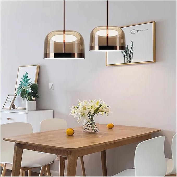 ANKUR CLASSY COPPER FINISH METAL AND AMBER GLASS PENDANT LIGHT